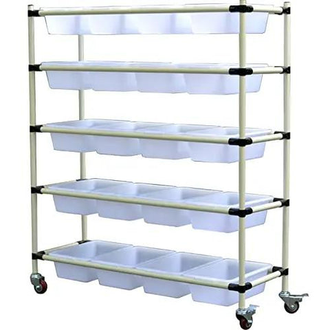 Rock Solid Heavy Duty Swivel Casters Set Of 4, M12 X 60mm Threaded Bolts, Silent PU Nylon Wheels With Rubber Sleeve on a mobile shelving unit.