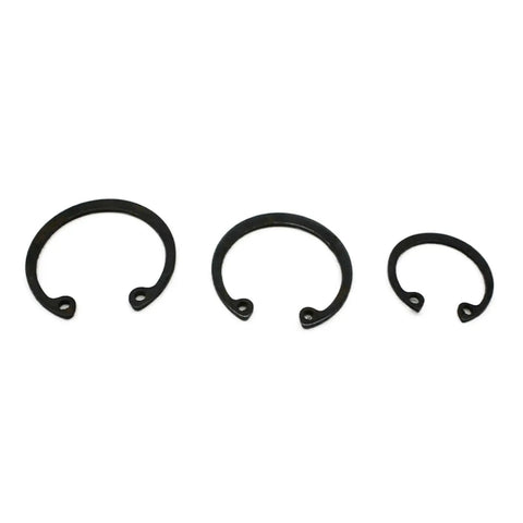 535 Piece C Clip Snap Ring Kit M8 to M24 Internal External Retaining Rings in Carbon Steel close-up showing three snap rings