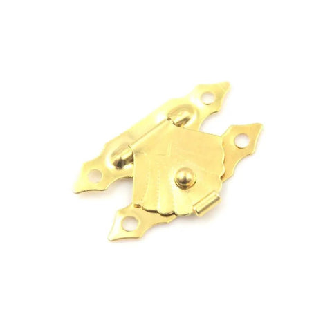 Retro Vibe Mini Antique Iron Hasp Lock Set For Jewelry Boxes And Small Wooden Cases, 10 Pack Buckle Latch in gold finish.