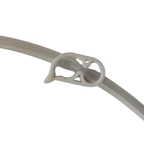 Six Pack Adjustable Tubing Clamps For 1/4 To 1/2 Inch Tubing on clear hose showing clamp functionality