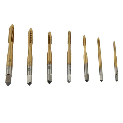 Rocksolid 7 Piece Metric Tap Set M2 M3 To M6 HSS High Speed Steel Screw Thread Tapping Tool Kit, 7 gold taps