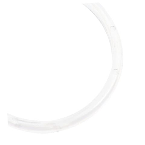 Close-up of transparent acrylic ring from 24 Pack Transparent Shower Curtain Rings With Smooth Glide For Roman Rods Flexible Hanging Hooks.