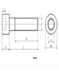 Technical drawing of Top Shelf Grade Two Titanium Hex Socket Cap Screws Din 912 M8 Metric Knurled Grip Industrial Hardware.
