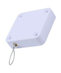 Automatic Door Closer With Adhesive Mount 1200g Tension Retractable Device, white finish, showing corner view with cable