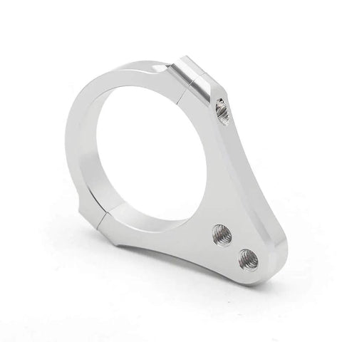 56mm Diameter Aluminum Fork Clamp Mount Bracket For Steering Damper On Motorcycle And Bicycle Universal Fit CNC Aluminum Construction Easy Install Foot Fixer Durable Silver Finish