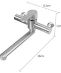360° Rotatable Wall-Mounted inless Steel Kitchen Faucet - Single Handle Mixer Tap for Sink a and Cooking - Modern Design with dimensions.