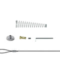 Black Spring-Loaded Gate Latch Cable Pull for Garden Wood Vinyl Fence components including spring, metal pieces, and cable.