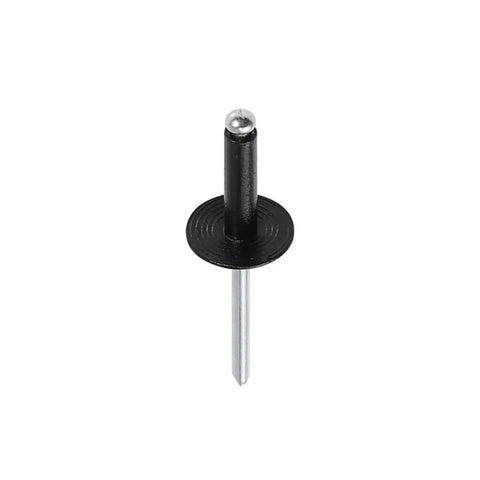 200 Piece Assorted Black Blind Rivets Set 8 To 18mm Multi Grip Open Hollow Rivets For Quick Fixes And Heavy Duty Projects In Metal Wood And Plastic For Automotive And General Repairs, black blind rivet close-up