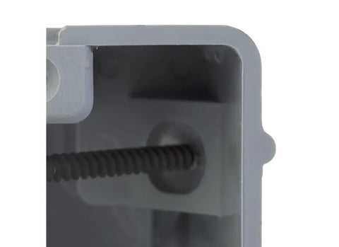 1 Gang Electrical Box for Lighting and Fans, Heavy Duty Ceiling Fan and Light Fixture Mount, gray box with depth adjustment and wire clamp