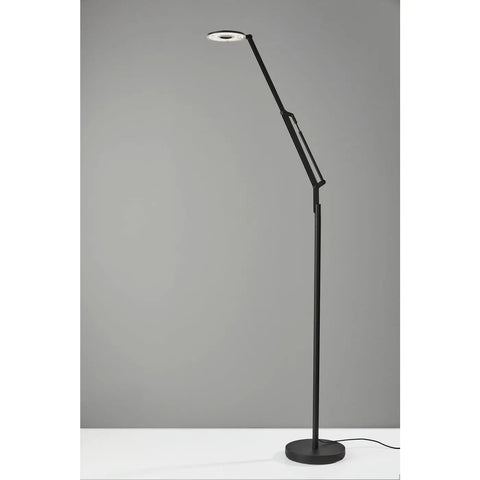LED Floor Lamp With Adjustable Arms And Dimmer, 66.5 Inch Tall Black Contemporary Indoor Lighting on a white surface