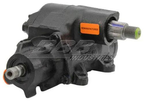 Remanufactured Power Steering Gear Assembly With Built In Electrical Resistor Restores Precise Truck Handling And Kicks Out Wheel Wander Keeps Your Everyday Ride Solid As A Rock And Ready To Crush The Highway 5010116, black metal assembly with connectors.