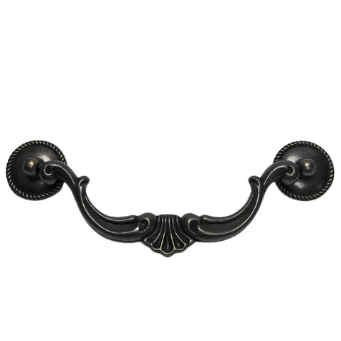 Vintage Drop Bail Cabinet Pulls 5.5 Inch 140mm Dresser Drawer Handles in Dark Antique Black Finish, Rustic Kitchen Hardware