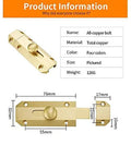 Genuine Solid Copper Door Slide Latch And Heavy Duty Barrel Bolt Lock For Home Gate Security Rock Solid Built Tough surface mounted latch