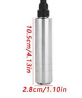 DC 24V 4-20mA Water Level Transmitter Plug-In Type Level Sensor For 0 To 5 M Range Anti-Bending Probe With 6 M Cable Works With PLCs Digital Displays And Data Recorders, chrome steel casing, dimensions labeled.