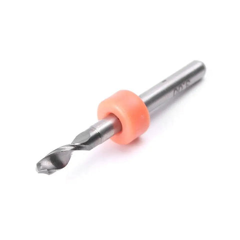 10Pcs PCB Micro Drill Bits Set One Eighth Inch Shank Tungsten Carbide Mini Twist Drill Bits For SMT CNC Precise 2.1 2.2 2.3 2.4 2.5 mm Core Bits Sharp Low Chip Buildup Great For Circuit Board Holes, showing a single drill bit with orange ring