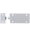 Barrel Bolt Door Latch Security Lock Hardware for Aluminum Alloy Gate, white sturdy metal latch shown from the side.