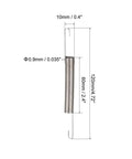 Front view of steel extension spring with dual hooks, 0.9mm wire, 10mm OD, 120mm length, 2 pcs