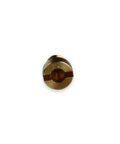 Close-up of a Replaceable Air Bleed Jet Size 23 for Carburetors, 0.023 in ID Brass, 10 Pack, showing the threaded brass component