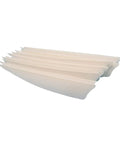 Set Of 50 Real Turkey Feather Arrow Fletching Vanes, 4 Inch Shield Style, close-up view of light-colored vanes each with a shield shape