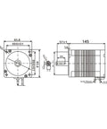 Technical diagram of 48V 750W 3000 RPM Brushless DC Motor with 86mm square frame, beefy torque, and low voltage for CNC machines and robotics.