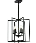Industrial Rustic Pendant Light Chandelier With Five Lights, Adjustable Height E12 Vintage Hanging Fixture, black steel cage design