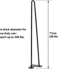 28 Inch Metal Hairpin Table Legs Set Of 4 For DIY Coffee Tables Desks Nightstands, heavy-duty iron, 350 lb support, black finish