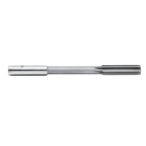 HSS chucking reamer with straight shank, silver finish, side view