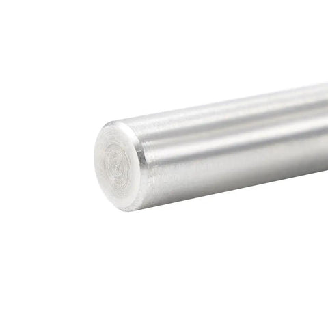 36 Inch Long 3 Quarter Inch OD Round U Joint Steering Shaft Solid Steel Steering Columns Built For Universal Fit In Muscle Cars Street Rods Hot Rods Sand Rails And DIY Projects Like Grinders And Lifts, close-up silver steel shaft end