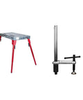 Badass Folding Welding Table 21 By 44 Inch 12 Gauge Steel Workbench for Garage with quick clamping slot and folding legs.