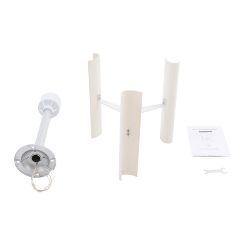 Three Blade Vertical Axis Wind Turbine Kit With 12V 40W 3-Phase Permanent Magnet Motor, DIY Wind Power Generator, parts displayed