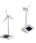 Solar Powered Windmill Model For Desk And Classroom Use Desktop Turbine Kit with spinning blades, no batteries needed.