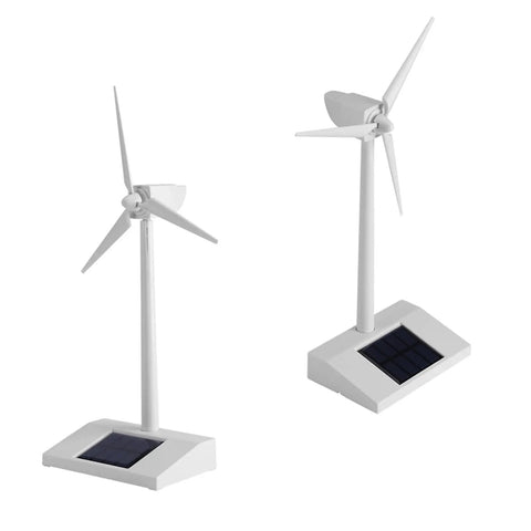 Solar Powered Windmill Model For Desk And Classroom Use Desktop Turbine Kit with spinning blades, no batteries needed.