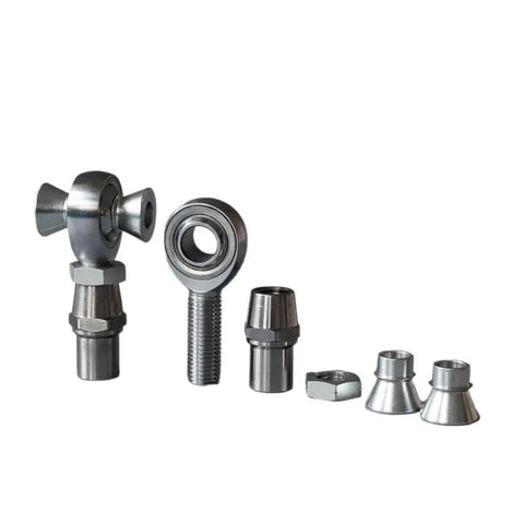M16 Metric Left Thread Rod End Bearing Kit With Bulletproof Jam Nut And Slick Misalignment Spacer components displayed.