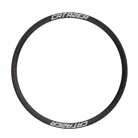 Carbon Rim 700C 30mm Depth Tubeless Ready Wheel Rim For CX Gravel Road Bikes, matte finish, top view.