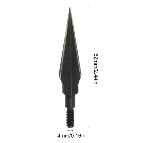 6 Pack Carbon Steel Archery Field Points 62mm 4mm Thread Arrow Tips For Target Practice And Hunting, sharp top view