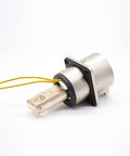 High Voltage Connector EV 1 Pin Metal Plug Socket 500A Right Angle Shield IP67 Waterproof Housing with yellow wire.
