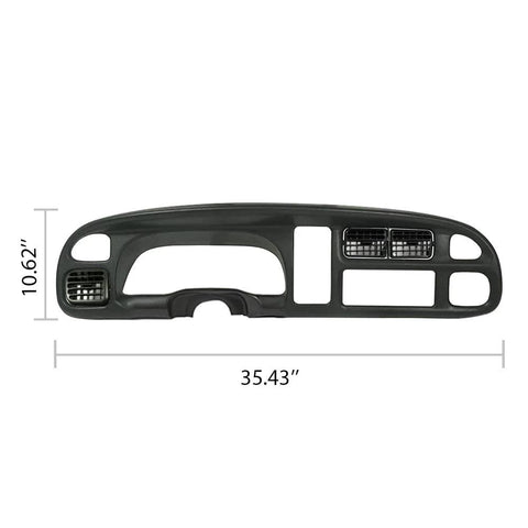 Dashboard bezel cover PIT66 for Dodge Ram 1998–2002; black plastic instrument panel with vents
