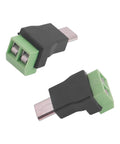 Micro USB Male To 2 Pin Screw Terminal Adapter Solderless Connector For Charging Phones Cameras And Small Appliances Green PVC Copper