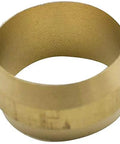 Brass compression sleeve ferrule for 3/8 in OD tubing, tube fitting, close-up view