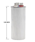 45/7.5 MFD AC Capacitor 370V 440V 50/60Hz CBB65B Run Start For Air Conditioners, Compressor Motor shown with 3.93 inch height