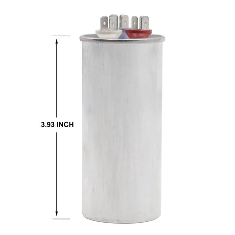 45/7.5 MFD AC Capacitor 370V 440V 50/60Hz CBB65B Run Start For Air Conditioners, Compressor Motor shown with 3.93 inch height