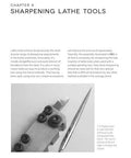 Book page from Tool & Cutter Sharpening showing lathe-tool sharpening with grinding rest (black-and-white photo)