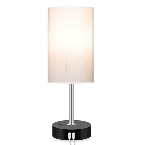 Smart RGB LED Bedside Lamp With USB Charging Ports, Multicolor Dimmable Table Light for bedroom, on white background