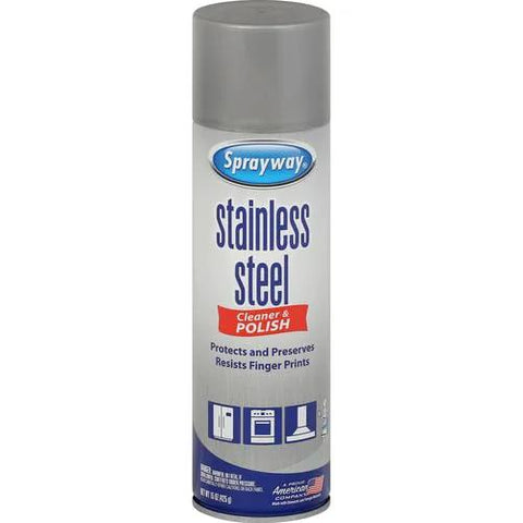 Sprayway stainless steel cleaner and polish spray can with gray cap, 15 oz