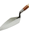 10 Inch Narrow London Brick Trowel With Leather Handle, Diamond Heel Blade, Hand Polished For Comfort, The Go To Bricklaying And Masonry Finishing Tool For Pros, Rugged Durable Masonry Gear For Construction Jobs.