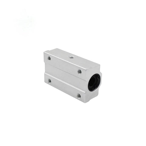 Silver aluminum SC40LUU long-type linear bearing block for 40mm shaft with visible mounting holes