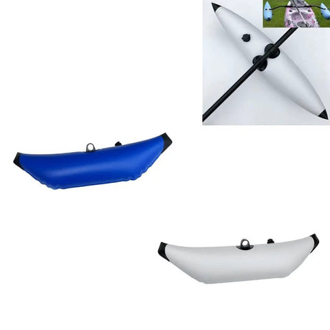 Inflatable Outrigger Stabilizer For Kayak And Canoe, Lightweight Portable Float With Paddleboard Style, white and blue variants.