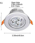 Silver Adjustable LED Recessed Spotlight with three bulbs, 3.35 inches wide, designed for focused accent lighting.