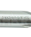 Shars end mill, HSS, 3/4 x 3/4 x 1-5/16 in, close-up engraving