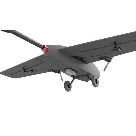 Close-up of 730mm Wingspan Fixed Wing RC Plane With EPP Foam ABS And Carbon Fiber Build Dual Motors, undercarriage view